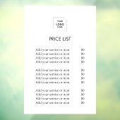 Prijslijst Logo | Zakelijk Modern Minimalistisch W Raamsticker (Vel 3)