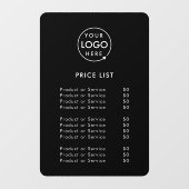 Prijslijst Logo | Zwart Zakelijk Modern Minimalist Raamsticker (Vel)