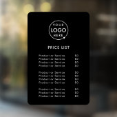 Prijslijst Logo | Zwart Zakelijk Modern Minimalist Raamsticker