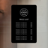 Prijslijst Logo | Zwart Zakelijk Modern Minimalist Raamsticker