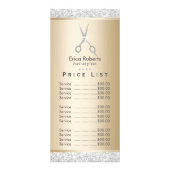 Prijslijst | Luxury Silver Glitter Gold Hair Salon Reclamekaart (Achterkant)