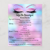 Prijslijst Make-up Artiest Wimper Glitter Blauw Ro Flyer (Achterkant)