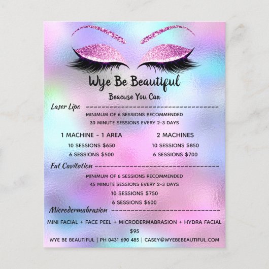 Prijslijst Make-up Artiest Wimper Glitter Blauw Ro Flyer (Voorkant)