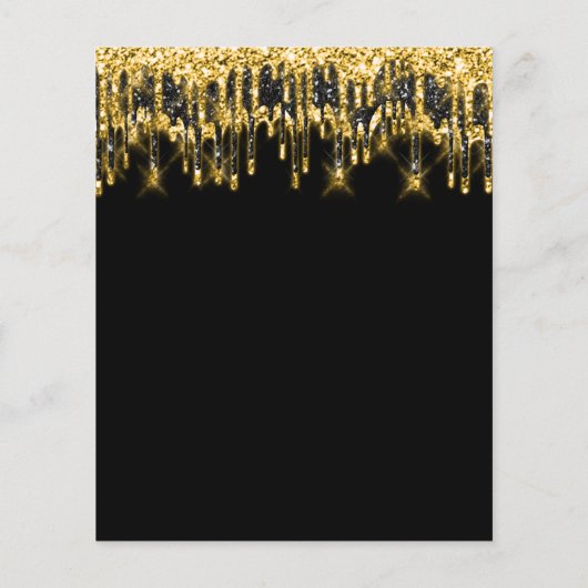 Prijslijst Make-up Schoonheid Goud Zwart Drips Gli Flyer (Achterkant)