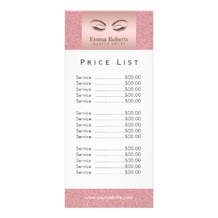 Prijslijst Makeup Artist Beauty Girl Roos Gold Reclamekaart