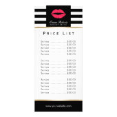 Prijslijst | Makeup Artist Red Lips Moderne Stripe Reclamekaart (Voorkant)