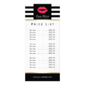 Prijslijst | Makeup Artist Red Lips Moderne Stripe Reclamekaart (Achterkant)