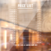 Prijslijst. Maximaal 20 objecten en prijzen op een Raamsticker (Vel 2)