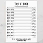 Prijslijst. Maximaal 20 objecten en prijzen. Singl Flyer (Voorkant)