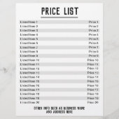 Prijslijst. Maximaal 20 objecten en prijzen. Singl Flyer (Voorkant)