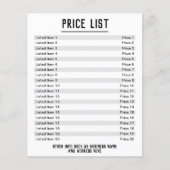 Prijslijst. Maximaal 40 objecten en prijzen. Dubbe Flyer (Voorkant)