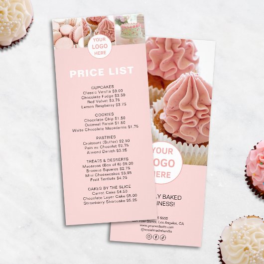 Prijslijst Menu Bakkerij Aangepast Logo Roze