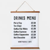 Prijslijst menu Drinken Hangend Wandkleed (Voorkant)