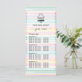 Prijslijst Menu Pastel Strepen Bakkerij logo (Staand voorkant)