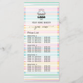 Prijslijst Menu Pastel Strepen Bakkerij logo (Voorkant)