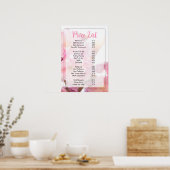 Prijslijst Menu Roze Bloem Nagel Salon Poster (Keuken)