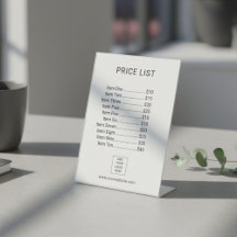 Prijslijst Menu Zakelijk Aangepast Logo