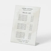 Prijslijst met chic Cream Marble Beauty Salon Nail Reclamebord Met Voetstuk (Voorkant)