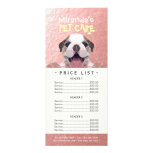 Prijslijst met lage poly Dog Pet Care Grooming Reclamekaart