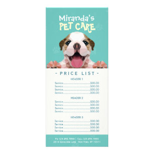 Prijslijst met lage poly Dog Pet Care Grooming Reclamekaart
