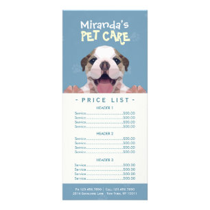 Prijslijst met lage poly Dog Pet Care Grooming Reclamekaart