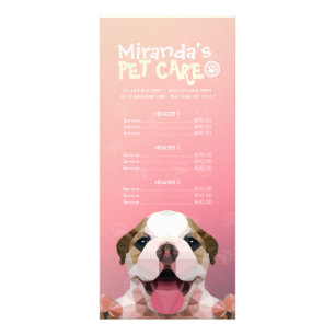 Prijslijst met lage poly Dog Pet Care Grooming Reclamekaart