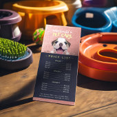 Prijslijst met lage poly Dog Pet Care Grooming Reclamekaart