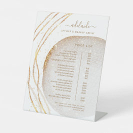 Prijslijst met moderne Gold Glitter Hair Stylist Reclamebord Met Voetstuk