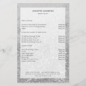 Prijslijst met moderne zilver Glitter Salon Flyer (Voorkant)