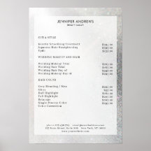 Prijslijst met moderne zilver Glitter Salon