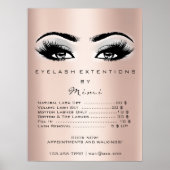 Prijslijst met roos Gold Grey Makeup Eyes Lashes Poster (Voorkant)