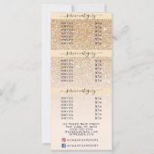 Prijslijst met roze Gold Glitter Ombre Logo Salon (Achterkant)
