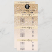 Prijslijst met roze Gold Glitter Ombre Logo Salon (Voorkant / Achterkant)