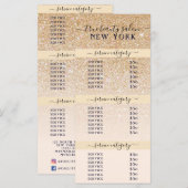 Prijslijst met roze Gold Glitter Ombre Salon (Voorkant / Achterkant)