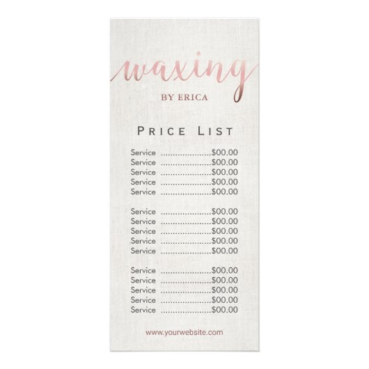 Prijslijst met wasmiddelen en schroefdraad reclamekaart (Voorkant)