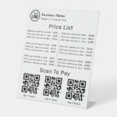 Prijslijst met zakelijke Logo QR code scan te beta Reclamebord Met Voetstuk (Voorkant)