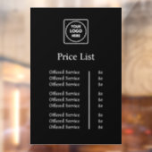 Prijslijst met zwart logo | Aangepast professionee Raamsticker (Vel 2)