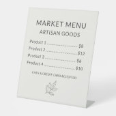 Prijslijst Minimalistisch Small Business Neutraal Reclamebord Met Voetstuk (Voorkant)