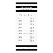 Prijslijst | Modern Black White Stripes Salon SPA Reclamekaart (Achterkant)