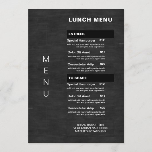 Prijslijst modern Chalkboard Restaurant Lunch Menu (Voorkant)