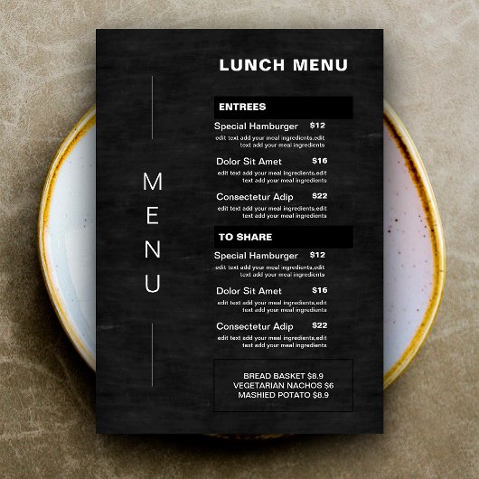 Prijslijst modern Chalkboard Restaurant Lunch Menu