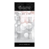 Prijslijst | Modern Silver en Damask Beauty Salon Reclamekaart (Achterkant)