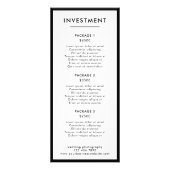 Prijslijst Moderne Zwart-witfotografie Reclamekaart (Achterkant)