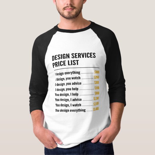Prijslijst Ontwerpservices T-shirt (Voorkant)