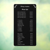 Prijslijst op Black Window Cling Raamsticker (Vel 3)