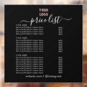 PRIJSLIJST| Openingstijden voor zakelijke Logo Raamsticker (Vel 2)