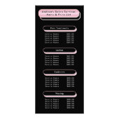 Prijslijst professioneel salonmenu Roze Gouden Roo Reclamekaart (Voorkant)