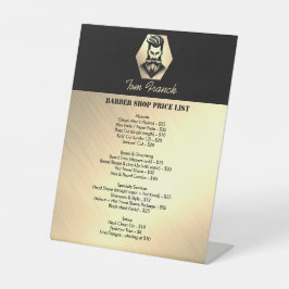 Prijslijst Professionele Kapper Zwarte&Gouden Reclamebord Met Voetstuk