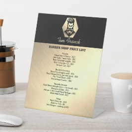 Prijslijst Professionele Kapper Zwarte&Gouden Reclamebord Met Voetstuk