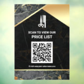 Prijslijst QR-code haar-make-up salon grijs marmer Raamsticker (Vel 3)